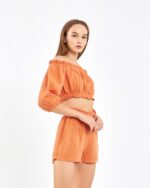 طقم شورت قصير قصير برتقالي