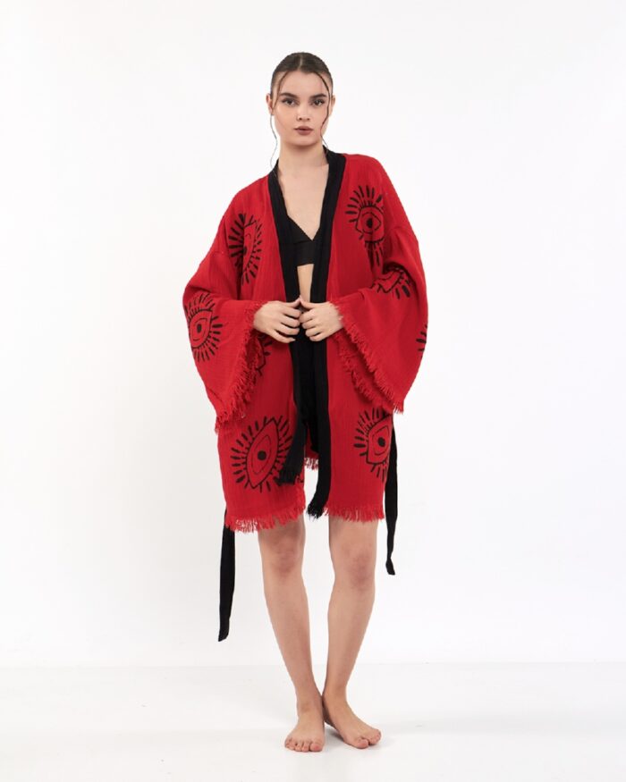 Eye Kırmızı Kısa Kimono