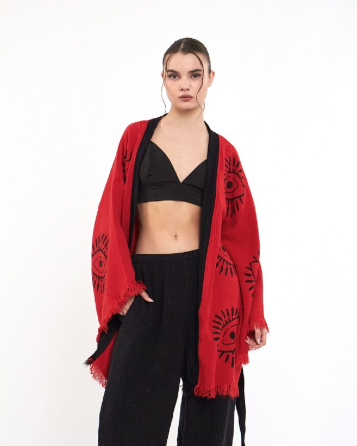 Eye Red Schwarzer Kimono-Anzug Eye Red Schwarzer Kimono-Anzug
