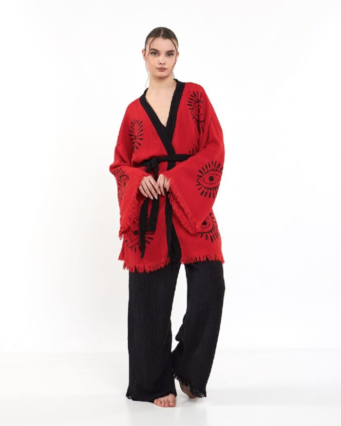 Eye Red Schwarzer Kimono-Anzug Eye Red Schwarzer Kimono-Anzug