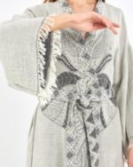 Jakarlı Antrasit Fil Chakra Gri Kimono