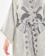 Jakarlı Antrasit Fil Chakra Gri Kimono