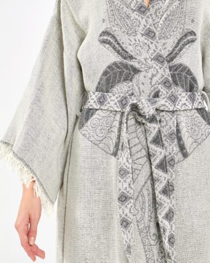 Jacquard Anthrazit Elefant Chakra Grau Kimono
