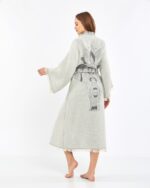 Jakarlı Antrasit Fil Chakra Gri Kimono