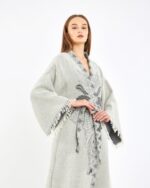 Jakarlı Antrasit Fil Chakra Gri Kimono