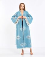 Jakarlı Beyaz Eye Baby Blue Kimono
