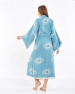 Jakarlı Beyaz Eye Baby Blue Kimono