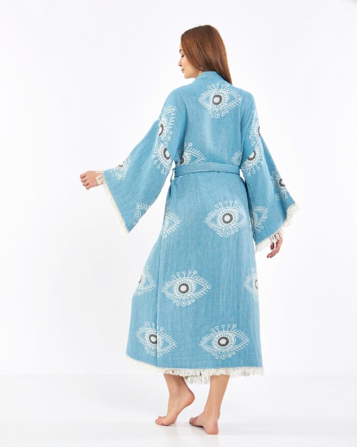 Jakarlı Beyaz Eye Baby Blue Kimono Jakarlı Beyaz Eye Baby Blue Kimono