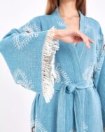 Jakarlı Beyaz Eye Baby Blue Kimono