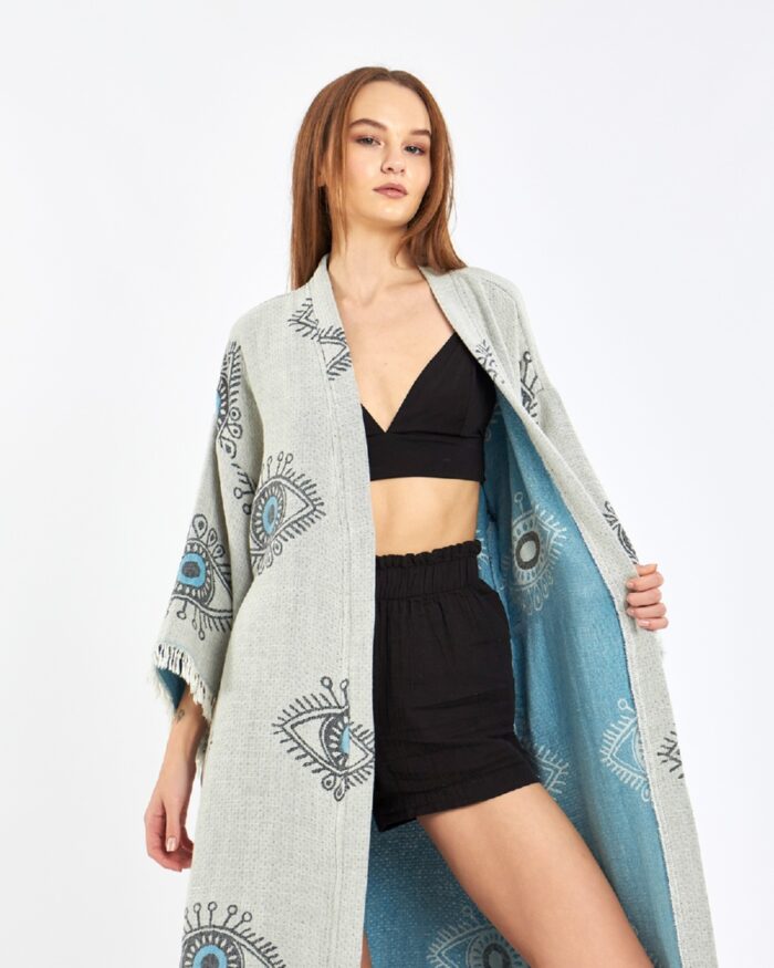 Jakarlı Blue Eye Kimono Jakarlı Blue Eye Kimono