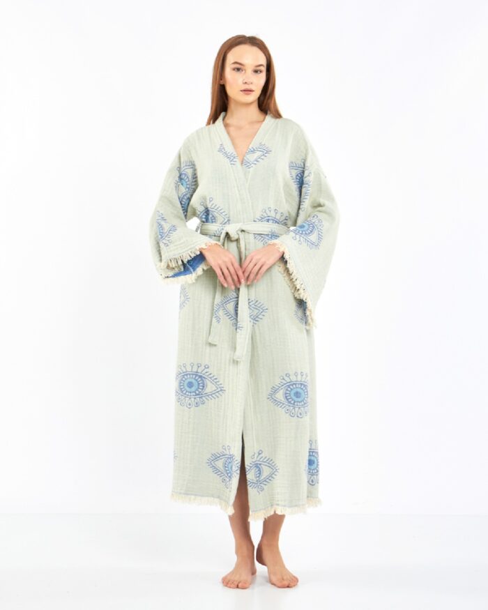 Jakarlı Eye Baby Blue Kimono Jakarlı Eye Baby Blue Kimono