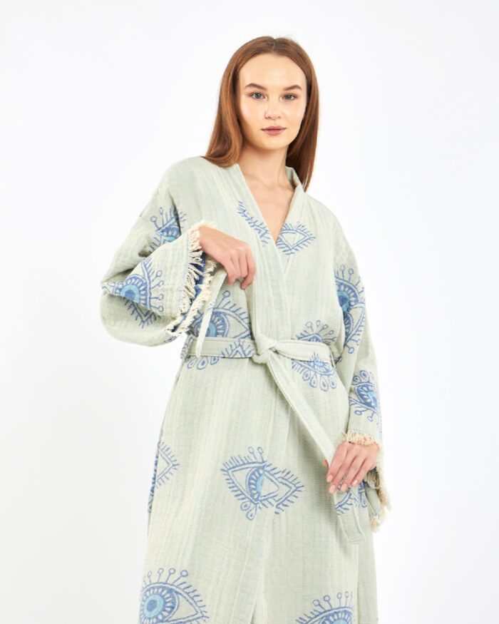 Jakarlı Eye Baby Blue Kimono Jakarlı Eye Baby Blue Kimono