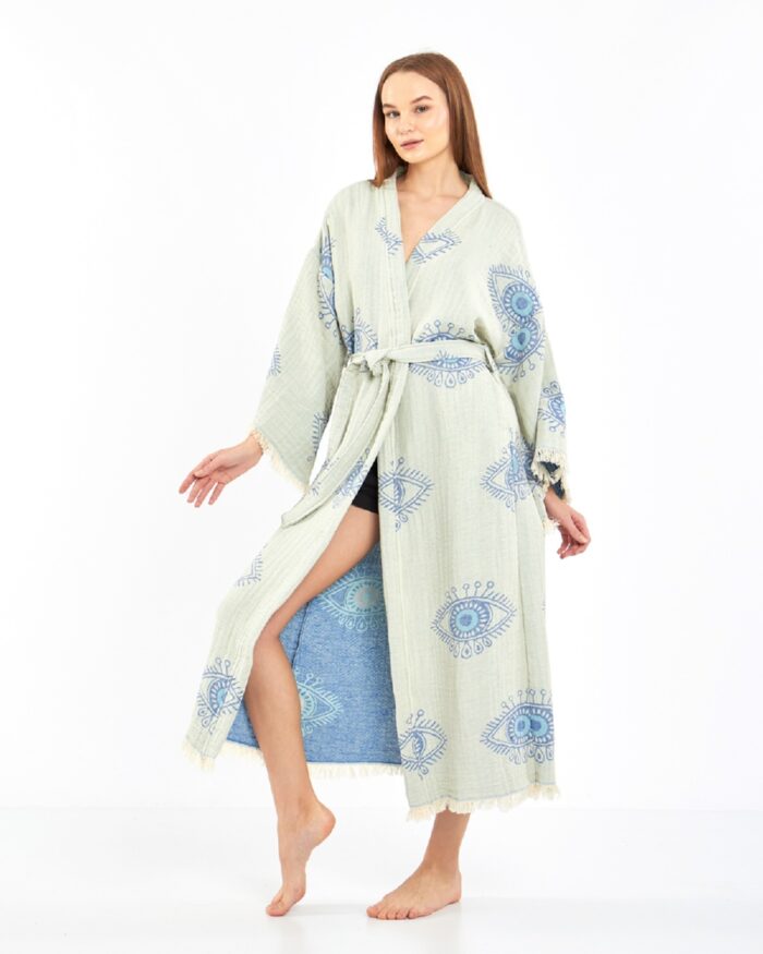 Jakarlı Eye Baby Blue Kimono Jakarlı Eye Baby Blue Kimono