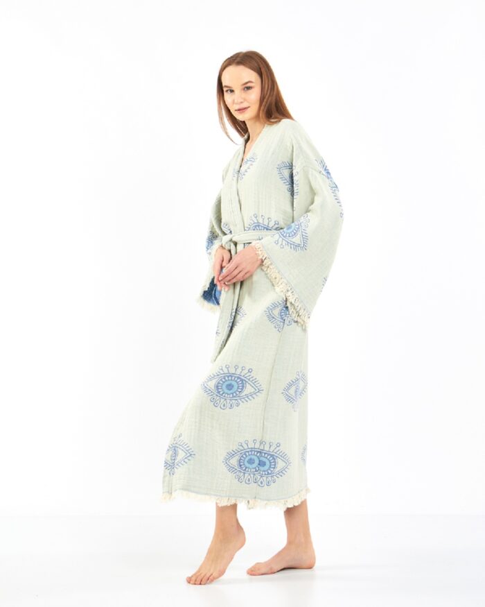 Jakarlı Eye Baby Blue Kimono Jakarlı Eye Baby Blue Kimono