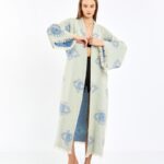 Jakarlı Eye Baby Blue Kimono