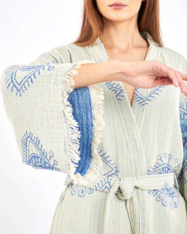 Jacquard Eye Baby Blue Kimono