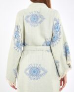 Jakarlı Eye Baby Blue Kimono