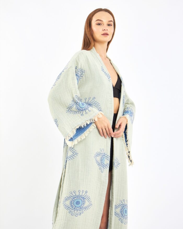 Jakarlı Eye Baby Blue Kimono Jakarlı Eye Baby Blue Kimono