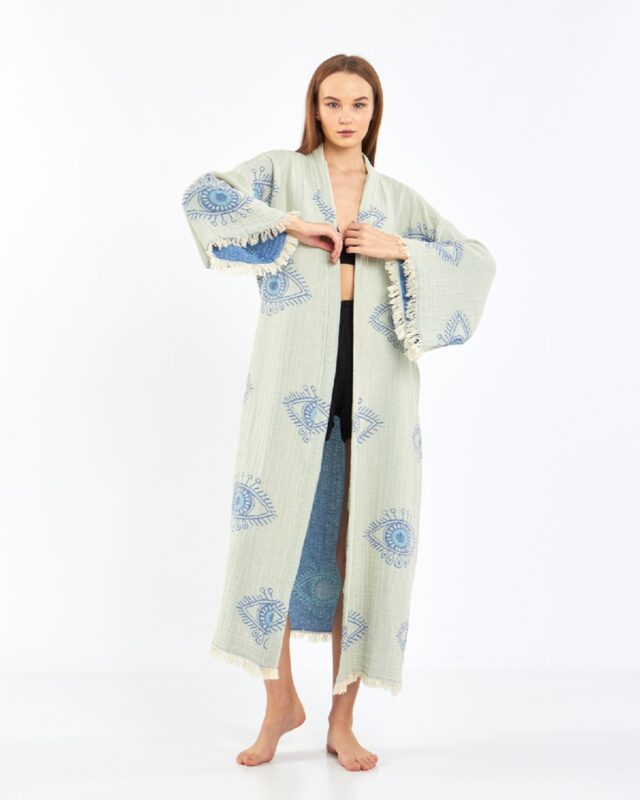 Jacquard Eye Baby Blue Kimono