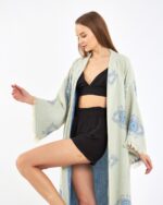 Jakarlı Eye Baby Blue Kimono