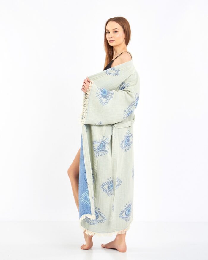 Jakarlı Eye Baby Blue Kimono Jakarlı Eye Baby Blue Kimono