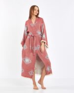 Jakarlı Eye Gül Kurusu Kimono