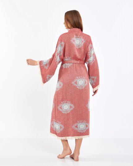 Jakarlı Eye Gül Kurusu Kimono