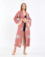 Jakarlı Eye Gül Kurusu Kimono