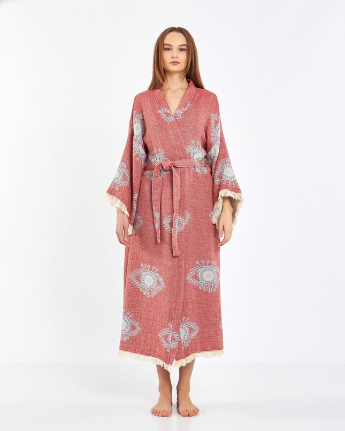 Jakarlı Eye Gül Kurusu Kimono Jakarlı Eye Gül Kurusu Kimono
