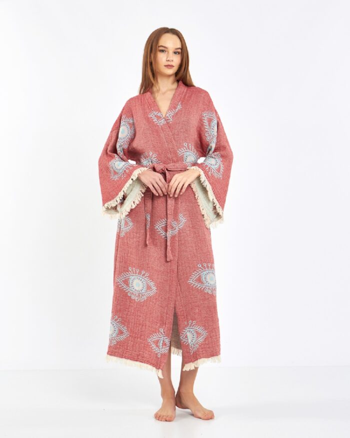 Jakarlı Eye Gül Kurusu Kimono Jakarlı Eye Gül Kurusu Kimono