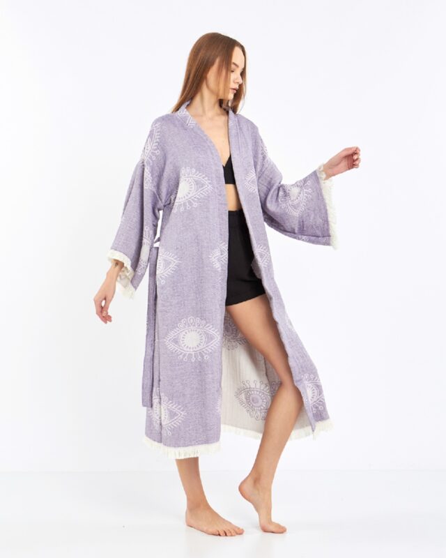 Jakarlı Eye Lila Kimono