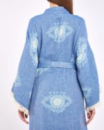Blauer Kimono mit Jacquard-Augen