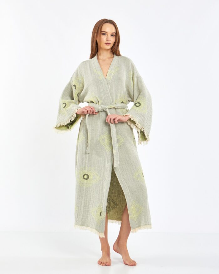 Jakarlı Eye Su Yeşili Kimono Jakarlı Eye Su Yeşili Kimono