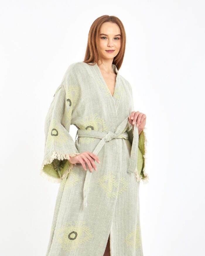 Jakarlı Eye Su Yeşili Kimono Jakarlı Eye Su Yeşili Kimono