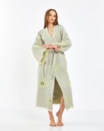 Jakarlı Eye Su Yeşili Kimono