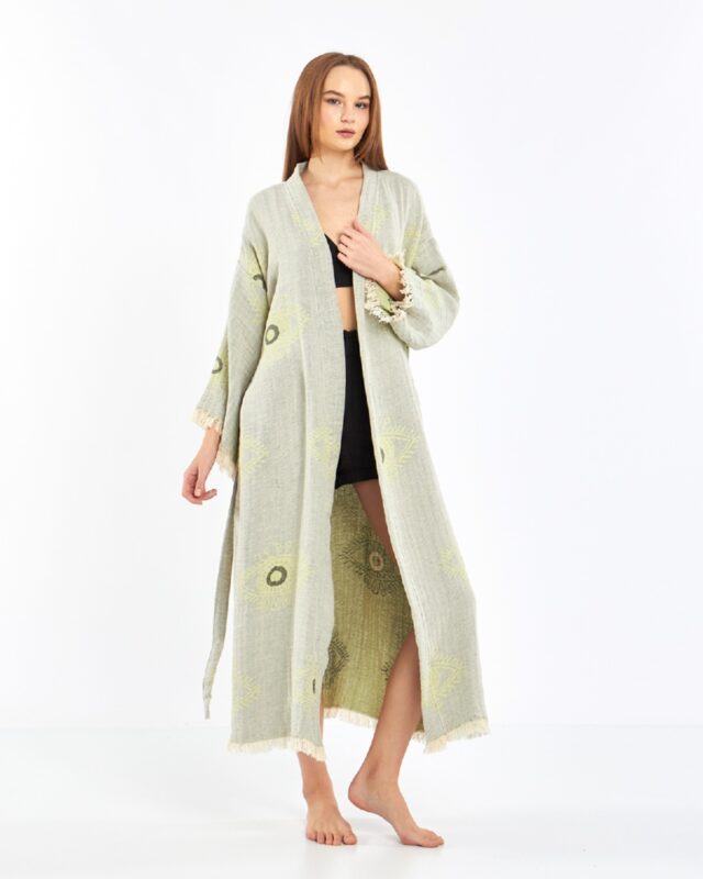 Hakkımızda 2 Jacquard Eye Water Grüner Kimono