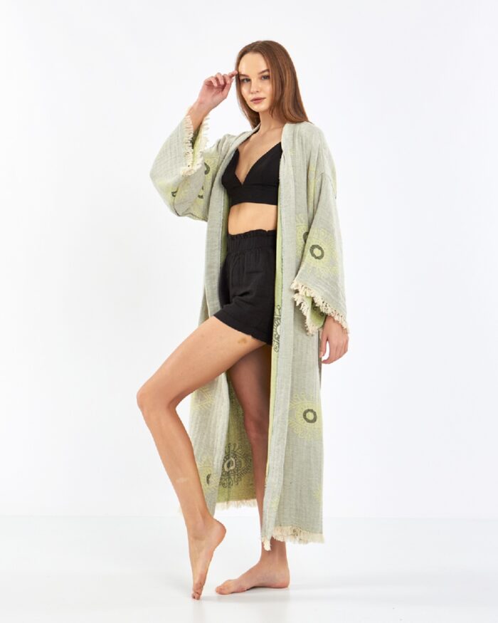 Jakarlı Eye Su Yeşili Kimono Jakarlı Eye Su Yeşili Kimono