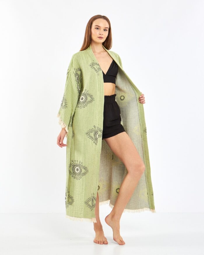 Jakarlı Eye Yeşil Kimono Jakarlı Eye Yeşil Kimono