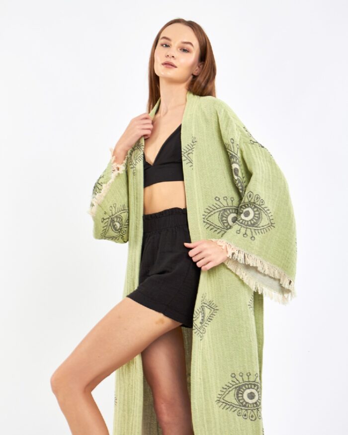 Jakarlı Eye Yeşil Kimono Jakarlı Eye Yeşil Kimono