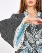 Jakarlı Fil Chakra Antrasit Kimono