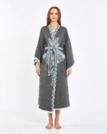 Jakarlı Fil Chakra Antrasit Kimono