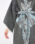 Jakarlı Fil Chakra Antrasit Kimono