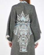 Jakarlı Fil Chakra Antrasit Kimono