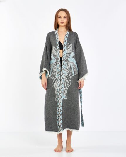 Jacquard Fil Chakra Anthrazit Kimono