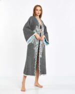 Jakarlı Fil Chakra Antrasit Kimono