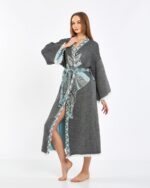 Jakarlı Fil Chakra Antrasit Kimono