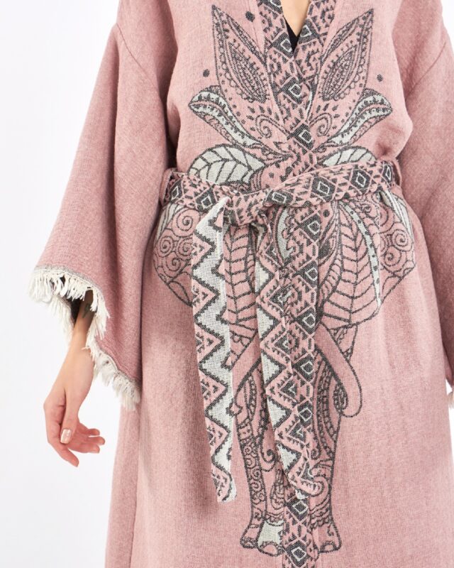 About us 3 Jacquard Fil Chakra Baby Pink Kimono