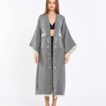 Jacquard Elephant Chakra Grey Kimono