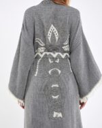 Jakarlı Fil Chakra Gri Kimono