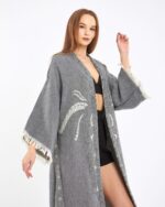 Jakarlı Fil Chakra Gri Kimono